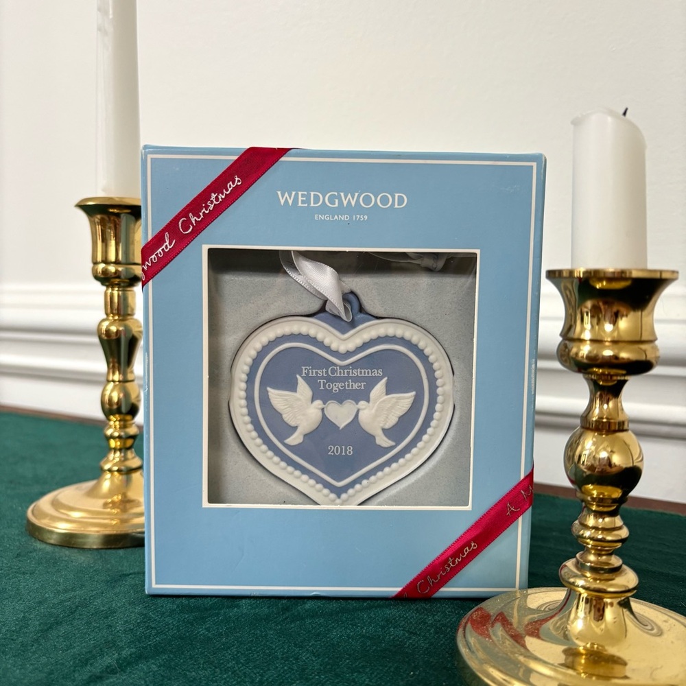 NEW Wedgwood Blue Jasperware Christmas Ornament Our First Christmas 2018 NWT